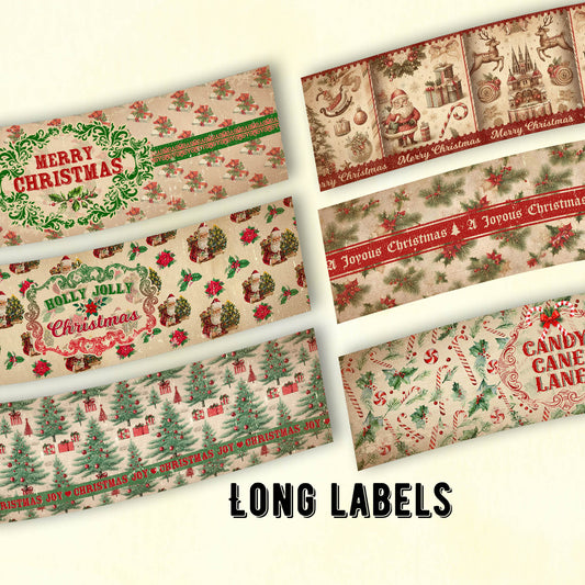 Vintage Christmas Long Labels – Printable Holiday Jar & Bottle Decor
