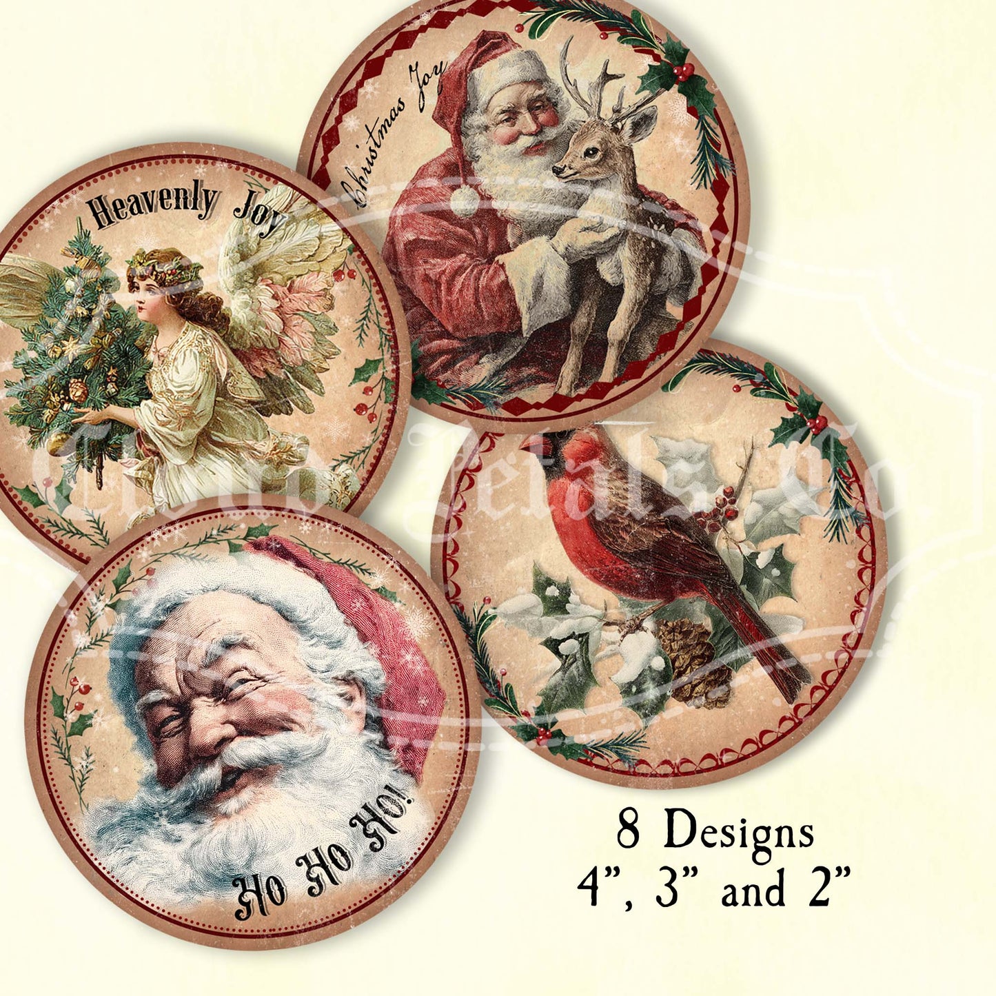 Christmas Round Tags – Vintage Printable Holiday Labels & Gift Tags