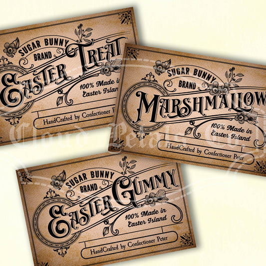 Vintage Easter Sweet Treat Label – Marshmallows & Easter Gummy Printable