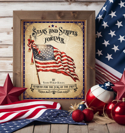 framed stars and stripes forever wall art