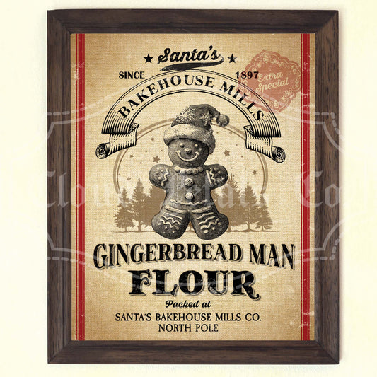 Vintage Gingerbread Man Flour Sack – Printable Christmas Kitchen Decor