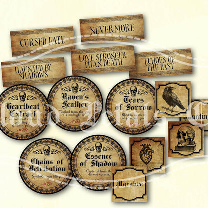Edgar Allan Poe Halloween Potion Labels – Printable Gothic Decor