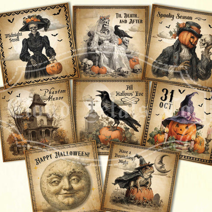 Halloween Printables – Jack O’Lantern Witch, Skeleton Bride, Haunted House & Raven