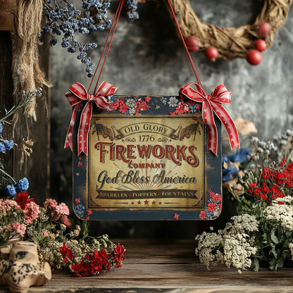 hanging fireworks sign