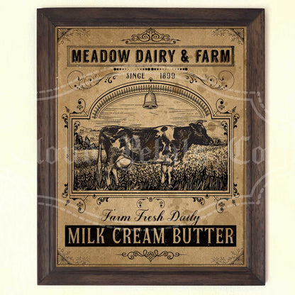 Vintage Cow Portrait Print – Rustic Farmhouse Wall Art (Printable Digital Download)