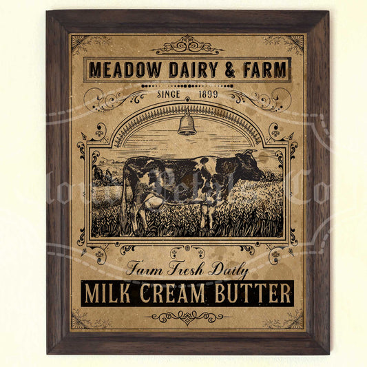Vintage Cow Portrait Print – Rustic Farmhouse Wall Art (Printable Digital Download)
