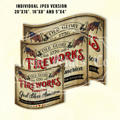 old glory fireworks sign in 3 sizes
