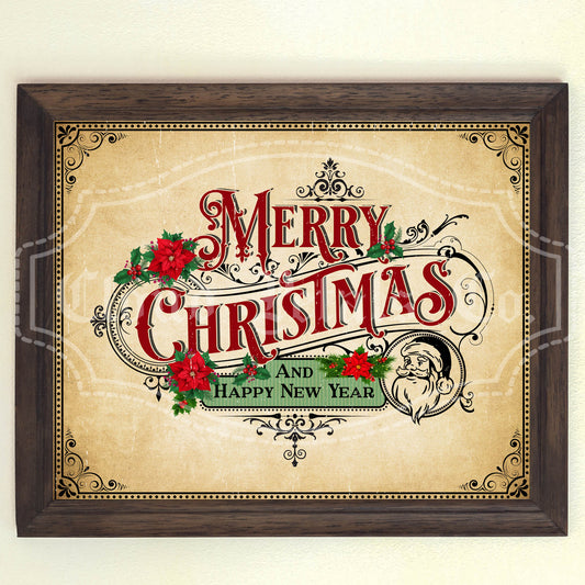 Vintage Merry Christmas Sign – Printable Retro Holiday Wall Art & Typography