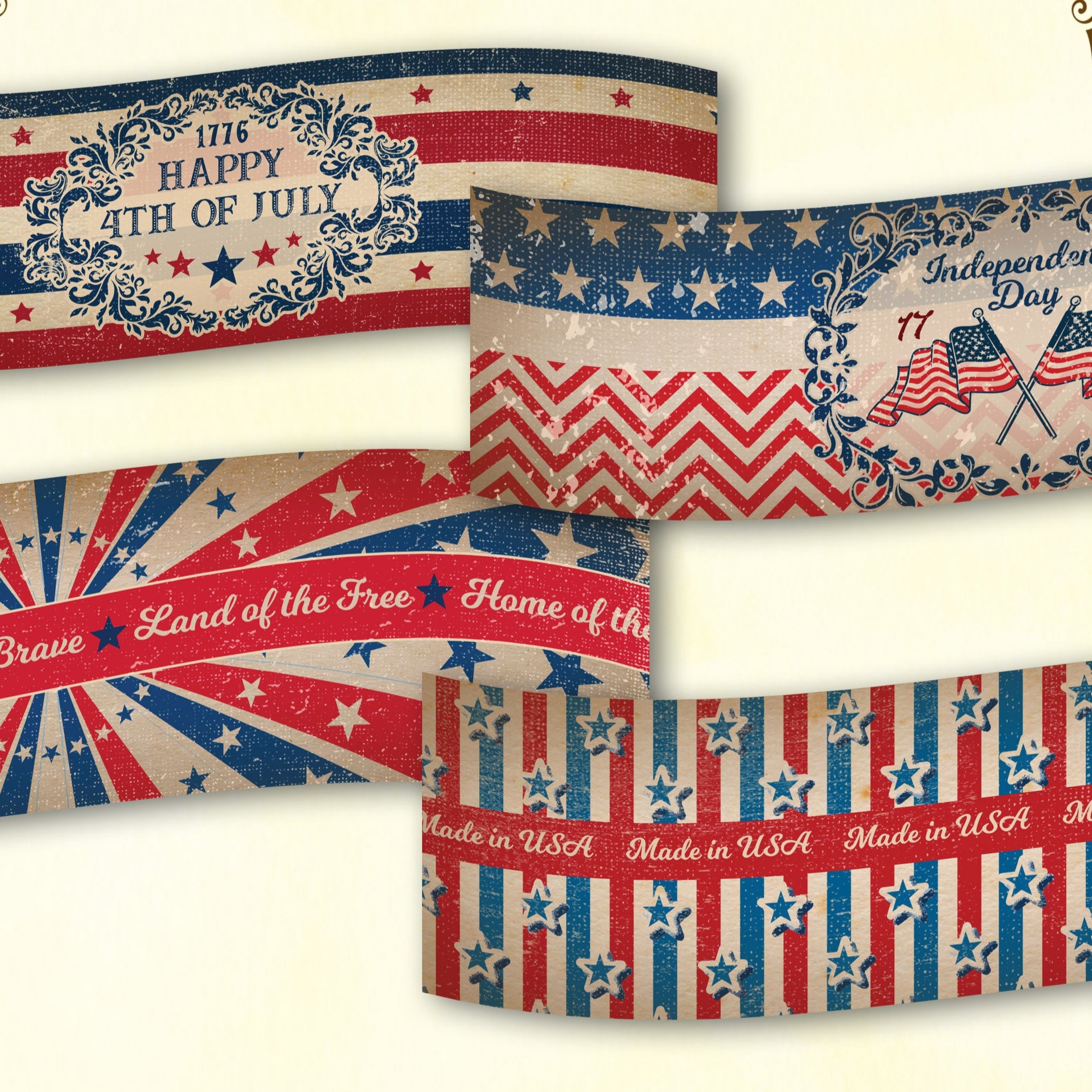 patriotic wrap around labels grunge version