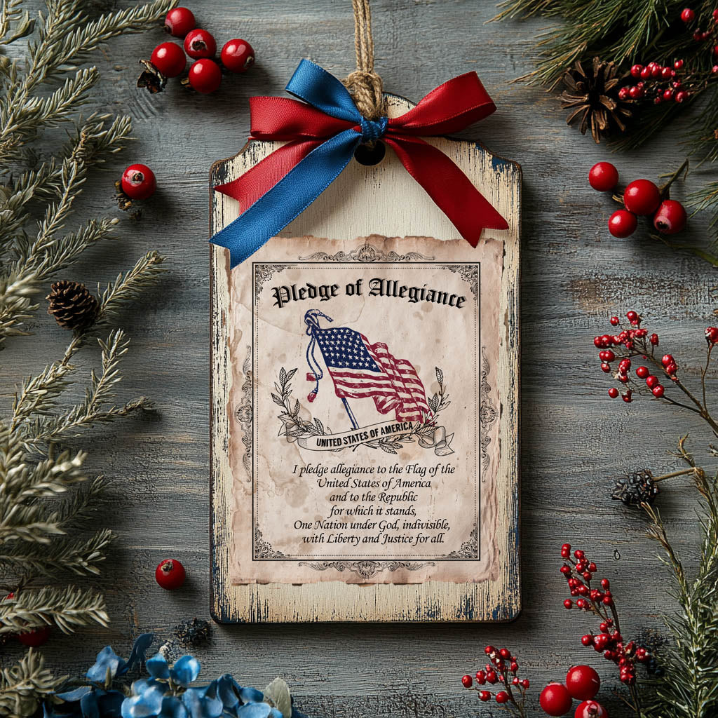 pledge of allegiance wooden hang tags