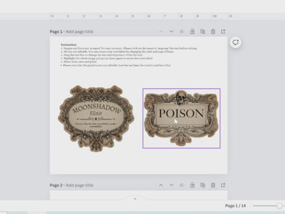 Gothic Halloween Potion Labels – Editable Vintage Canva Templates