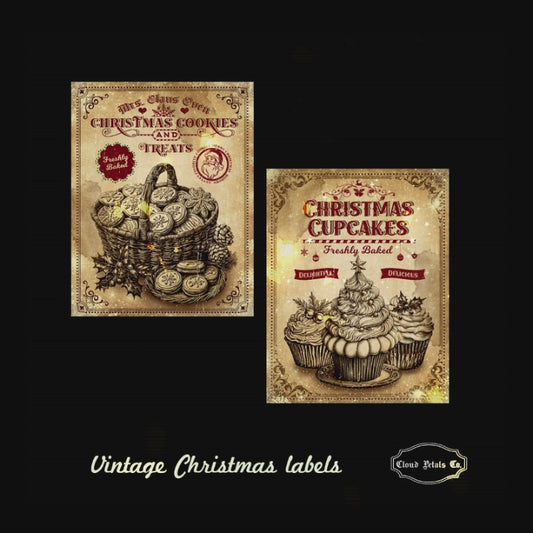 Old Christmas Bakery Labels Printable – Vintage Holiday Sweets Tags