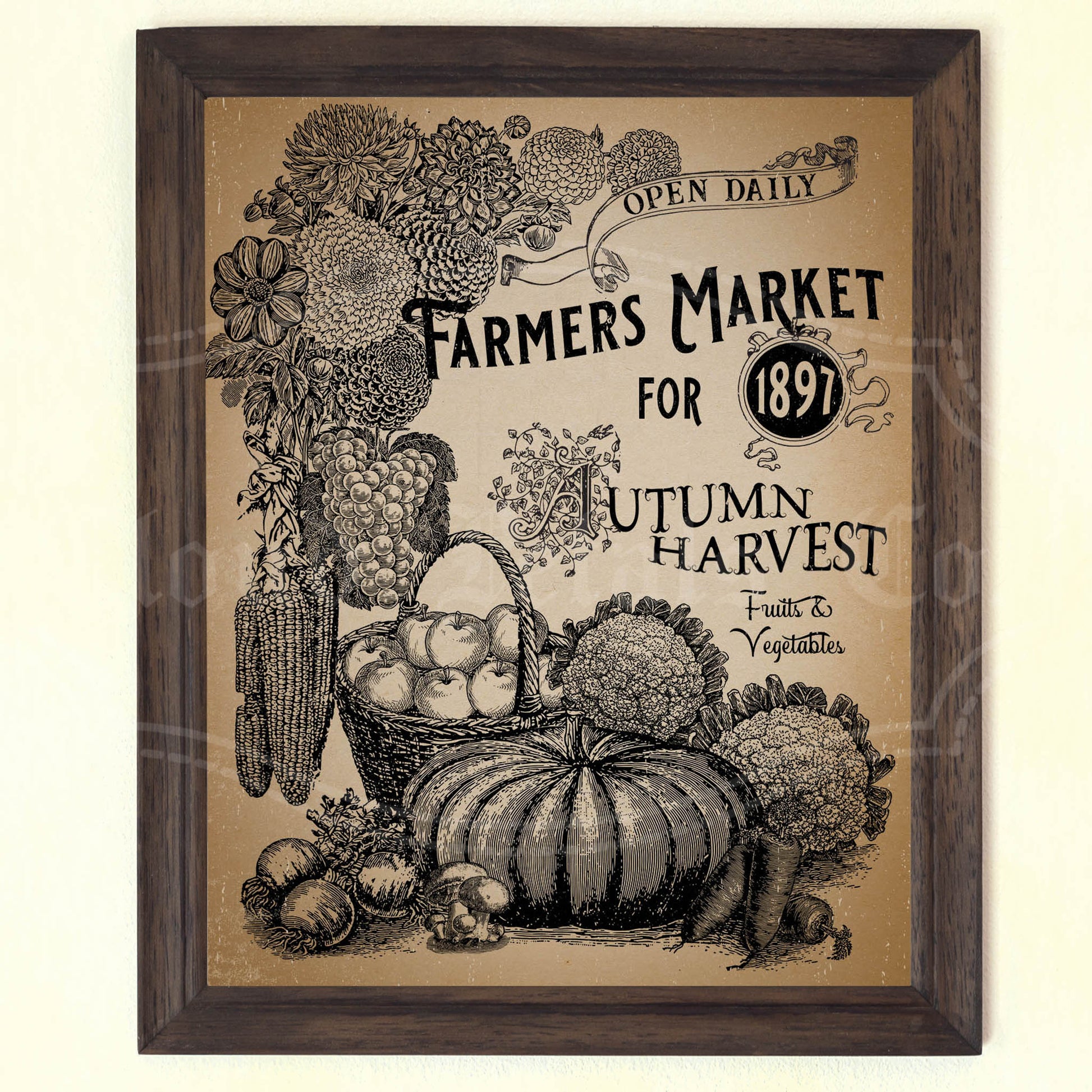 printable old fashioned fall farmers market wall art
