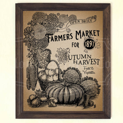 printable old fashioned fall farmers market wall art