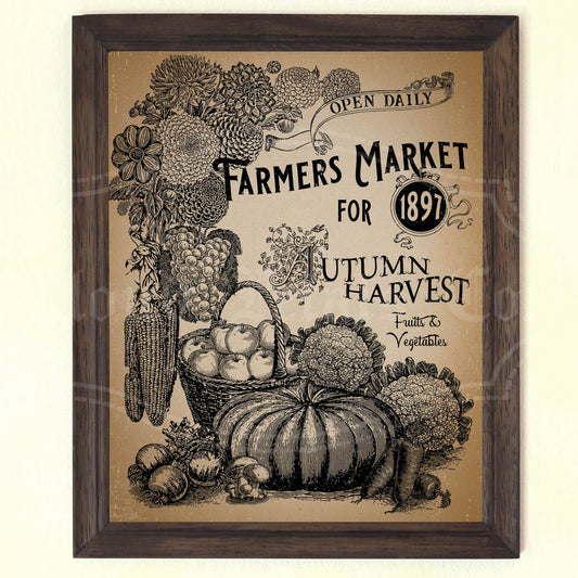 printable old fashioned fall farmers market wall art