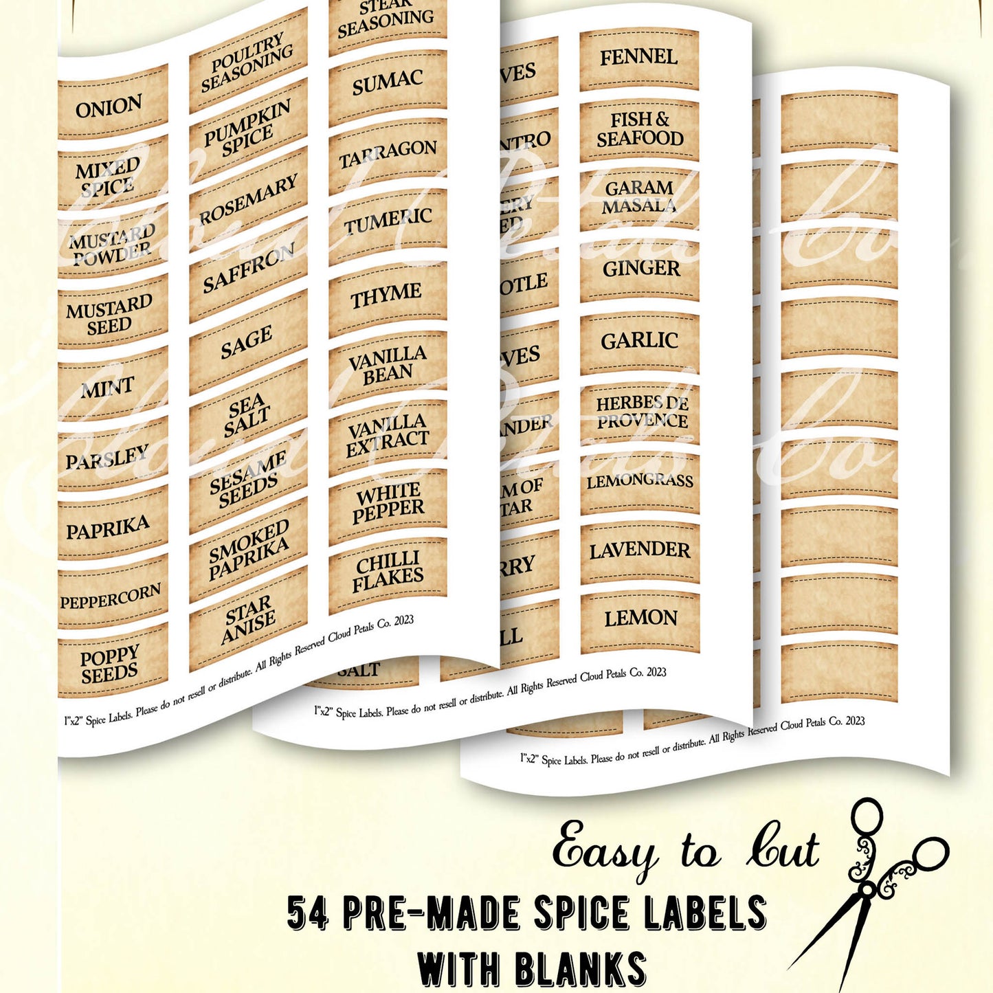 printable rectangle spice labels collage sheet