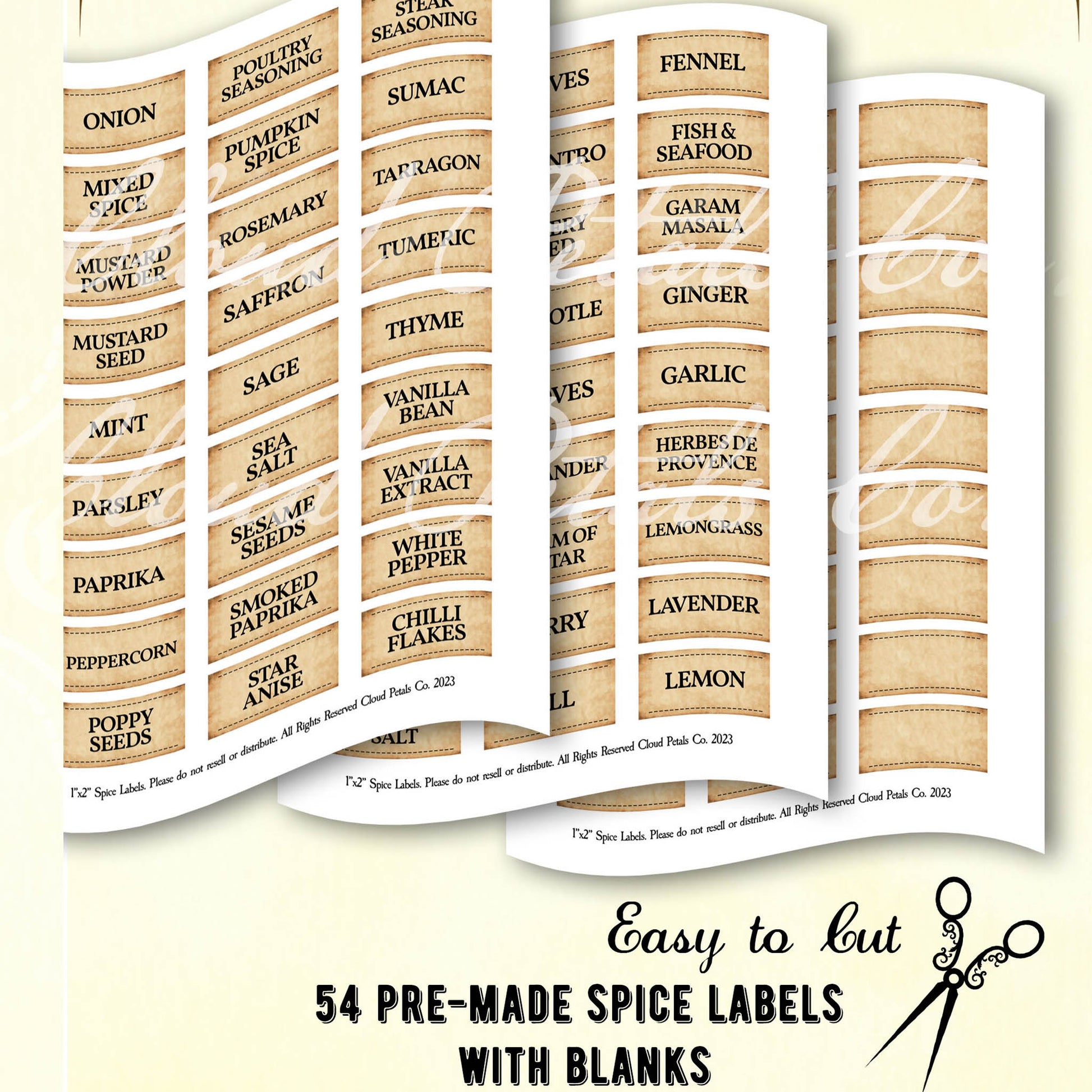 printable rectangle spice labels collage sheet