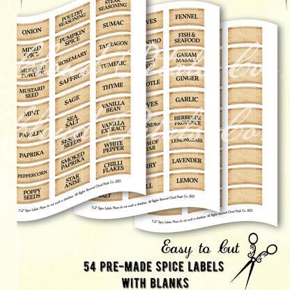 printable rectangle spice labels collage sheet