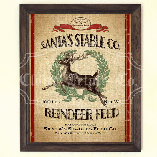 Reindeer Feed Sack – Vintage Christmas Printable Rustic Holiday Decor
