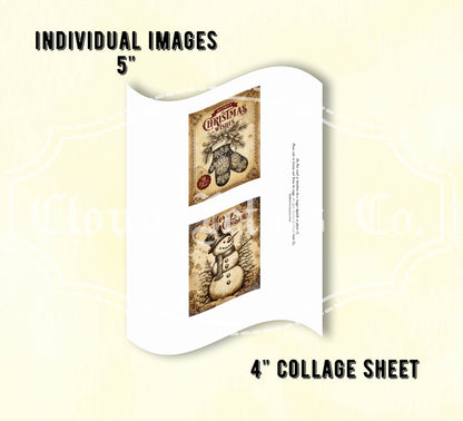 Collage sheet with two Christmas-themed images on a beige background