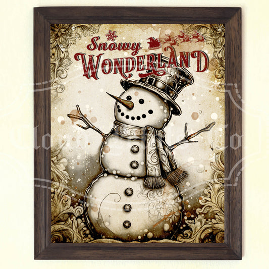 Christmas Snowman Wonderland Sign – Vintage Christmas Printable Wall Decor