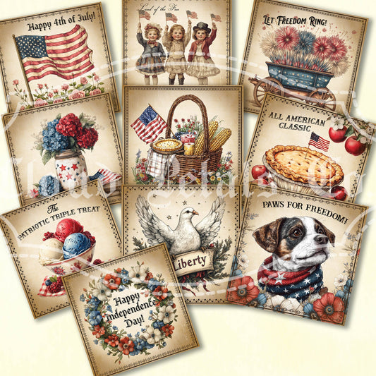 4th of July Square Images – USA Flag, Apple Pie, Picnic Basket & More