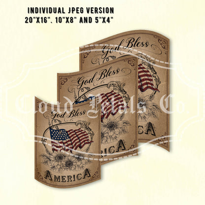 3 sizes of sunflower and flag images