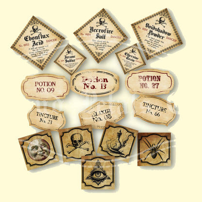 vintage_halloween_wizard_labels_ingredient labels