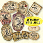vintage_halloween_wizard_labels_phoenix dragon mermaid